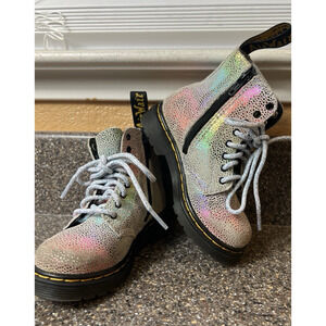 Dr Martens Lace Up Combat Boots Little Kids Girls 7 Leather Glitter 1460 PascalT
